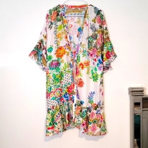 NTW Soft Knee Length Flounce Sleeve Raw Edge Kimono